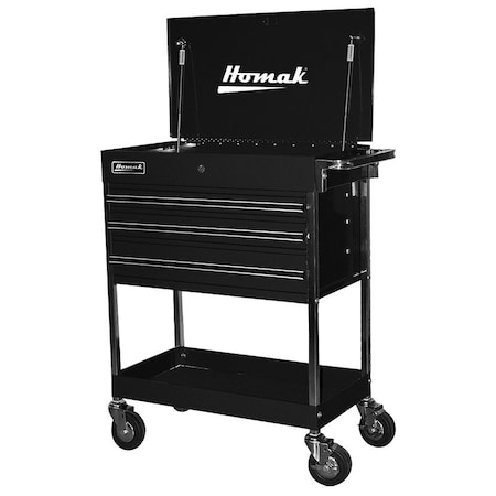 Homak 34in Professional 3 Drawer Service Cart - Black BK05500200